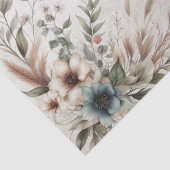 水彩アイボリーブルーフラワーズティッシュペーパー 薄葉紙 (詳細)