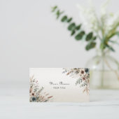 水彩アイボリーブルーフラワーズビジネスカード 名刺 (スタンド正面)