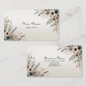 水彩アイボリーブルーフラワーズビジネスカード 名刺 (正面/裏面)