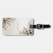 水彩アイボリーブルーフラワーズラゲッジタグ ラゲッジタグ (正面横)