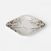 水彩アイボリーブルーフラワーズ紙プレート ペーパープレート (傾斜あり)