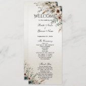 水彩アイボリーブルーフラワーズ結婚式 プログラム (正面/裏面)