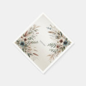 水彩アイボリーブルーフラワーナプキンス スタンダードカクテルナプキン (角)
