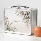 水彩アイボリーブルーフラワーランチボックス メタルランチボックス (インサイチュ)