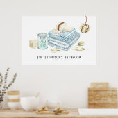 水彩アイボリーホワイトソープバスルーム ポスター (キッチン)