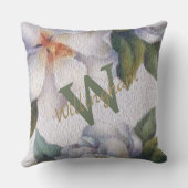 水彩アイボリーマグノリア名モノグラム クッション (裏面)