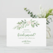 水彩アイボリーローズのウェディングブライズメイドに私の仲間に 招待状 (スタンド正面)