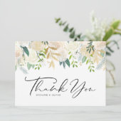 水彩アイボリー牡丹とバラフローラ結婚ズ サンキューカード (スタンド正面)