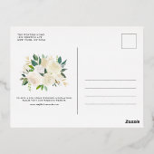 水彩アイボリー牡丹とバラフローラ結婚ズ 箔招待状ポストカード (裏面)