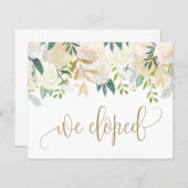 水彩アイボリー牡丹とバラ駆け落ちカード (正面/裏面)