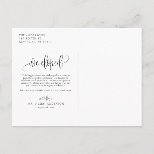 水彩アイボリー牡丹とバラ駆け落ち 案内ポストカード (裏面)