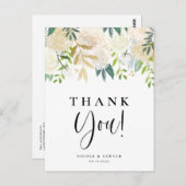 水彩アイボリー牡丹金ゴールド結婚ズサンキュー ポストカード (正面/裏面)