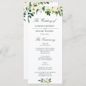 水彩アイボリー白フローラ結婚式プログラム プログラム (正面/裏面)