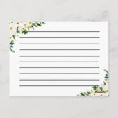 水彩アイボリー白色フローラレシピカード ポストカード (裏面)