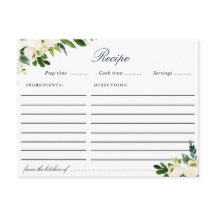 水彩アイボリー白色フローラレシピカード