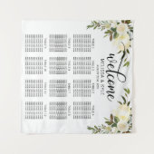 水彩アイボリー結婚の座席表へようこそ タペストリー (正面(横))