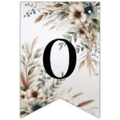 水彩アイボリー青い花束フラグ バンティングフラッグ (第2の旗)