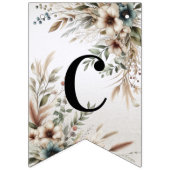 水彩アイボリー青い花束フラグ バンティングフラッグ (第1の旗)