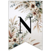 水彩アイボリー青い花束フラグ バンティングフラッグ (第3の旗)