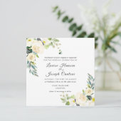 水彩アイボリー フラワー ブルーガム ユーカリ 招待状 (スタンド正面)