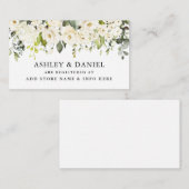 水彩アイボリー ホワイト フラワー ウェディング レジストリー エンクロージャーカード (正面/裏面)