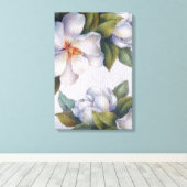 水彩アイボリーMagnolias Stretted Canvas Print キャンバスプリント (インサイチュ (ウッドフロア))