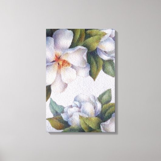水彩アイボリーMagnolias Stretted Canvas Print キャンバスプリント (正面)