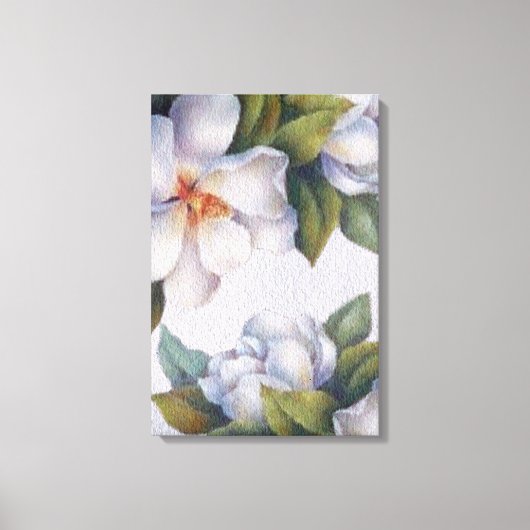 水彩アイボリーMagnolias Stretted Canvas Print キャンバスプリント (正面)