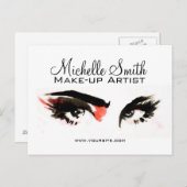 水彩アイラッシュエクステンションメイクアップブランディング ポストカード (正面/裏面)