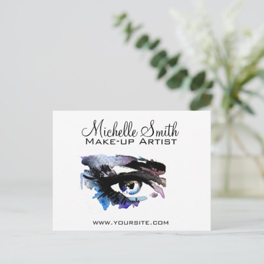 水彩アイラッシュエクステンションメイクアップブランディング ポストカード (スタンド正面)