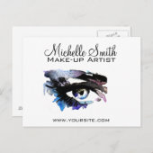 水彩アイラッシュエクステンションメイクアップブランディング ポストカード (正面/裏面)