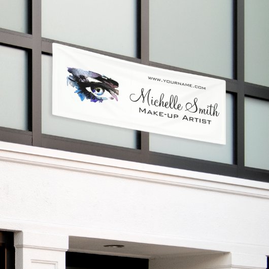 水彩アイラッシュエクステンションメイクアップブランディング 横断幕 (ビルの外側)