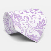 水彩アカンサス葉薄紫紫ホワイト ネクタイ (ロール)