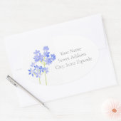 水彩アガパンツスラベル 楕円形シール (封筒)