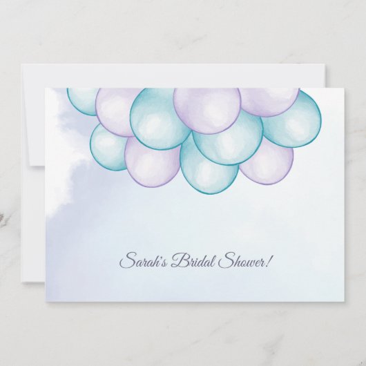 水彩アクアと薄紫ドライブスルーブライダルシャワー 招待状 (裏面)