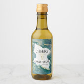 水彩アクアの結婚ワインラベル ワインラベル (正面)