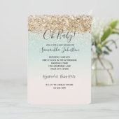 水彩アクアグラデーション金ゴールド紙吹雪白グリッター 招待状 (スタンド正面)