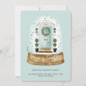 水彩アクアドアスノーグローブ新しいホームフォト シーズンカード (正面)