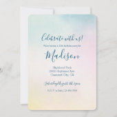 水彩アクアピンクイエロー絞り染めグラデーション 招待状 (正面)