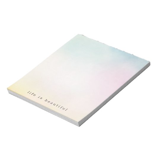 水彩アクアピンクイエロー絞り染め グラデーション ノートパッド (回転)