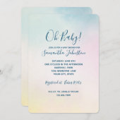 水彩アクアピンクイエロー絞り染め グラデーション 招待状 (正面/裏面)