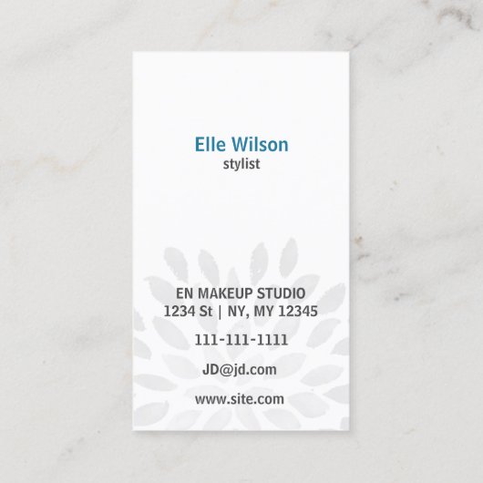 水彩アクアフローラメイクアップアーティストビジネスカード 名刺 (裏面)