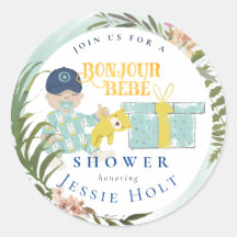 水彩アクアボンジュールボーイベビークラシックラウンド