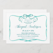 水彩アクアリボンベビーシャワー 招待状 (正面/裏面)