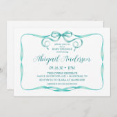 水彩アクアリボンベビー散布 招待状 (正面/裏面)