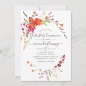 水彩アクアレルワイルドフラワーホーリーコミュニオン 招待状 (正面)