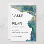 水彩アクア日付カードを保存 セーブザデート (裏面)