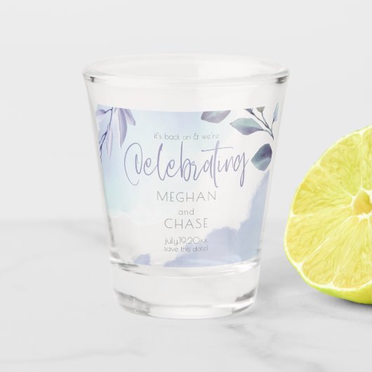 水彩アクア葉薄紫保存日 ショットグラス (正面)