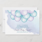 水彩アクア薄紫サプライズドライブバイベビーシャワー 招待状 (裏面)