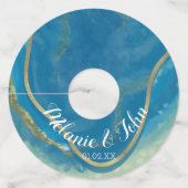 水彩アゲートストーン フォイル スワール - カップル名 ワイングラスタグ (正面)